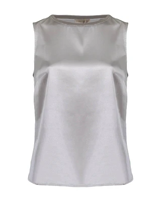 Neck Detail Silk Tank Top