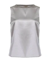 Neck Detail Silk Tank Top