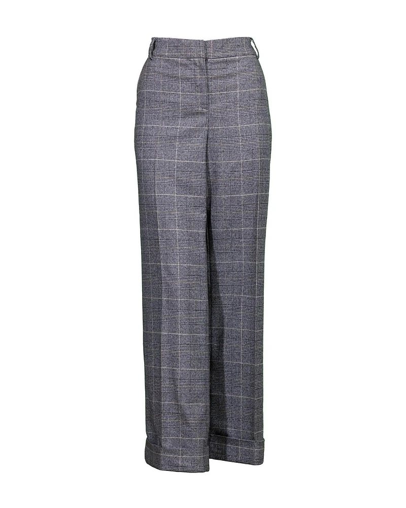 Prince of Wales Plaid Wide Leg Pant