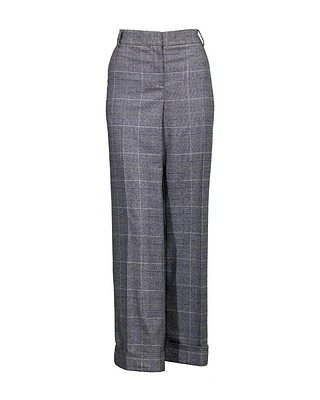 Prince of Wales Plaid Wide Leg Pant
