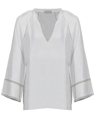 Purotatto Lace Trim Linen Top