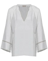 Purotatto Lace Trim Linen Top