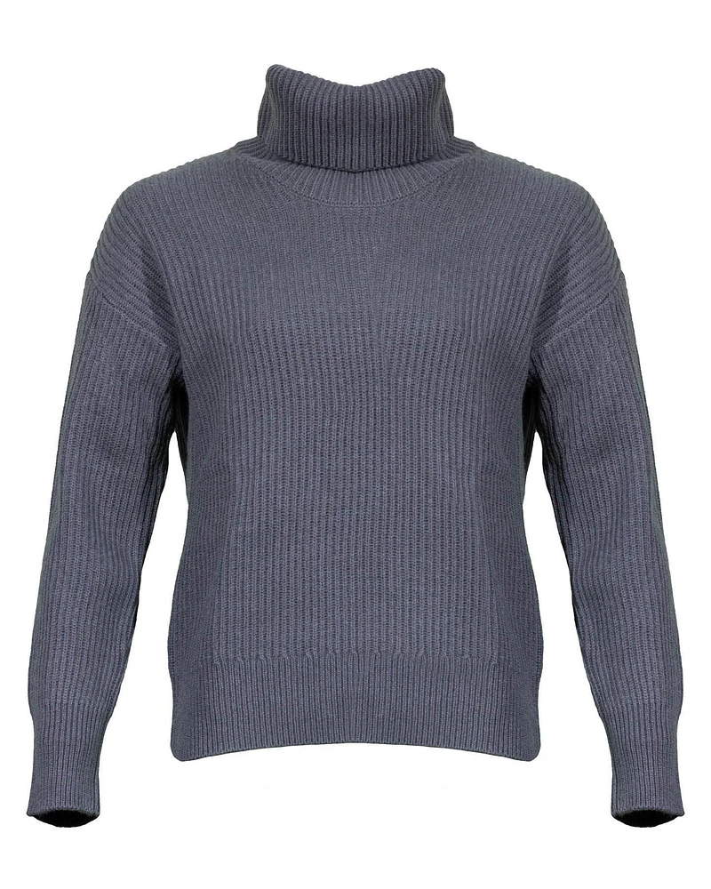 Ribbed Wool-Cashmere Turtleneck