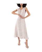 Silver Striped Linen Dress