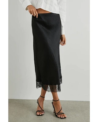 Ebony Crinkle Satin Skirt