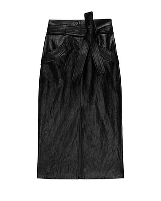 Edem Faux Crinkle Leather Skirt