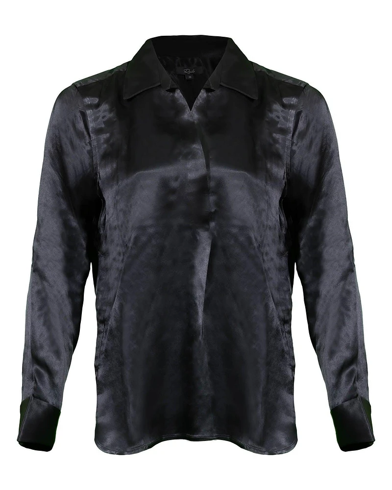 Nissa Black Satin Shirt