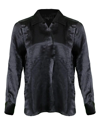 Nissa Black Satin Shirt
