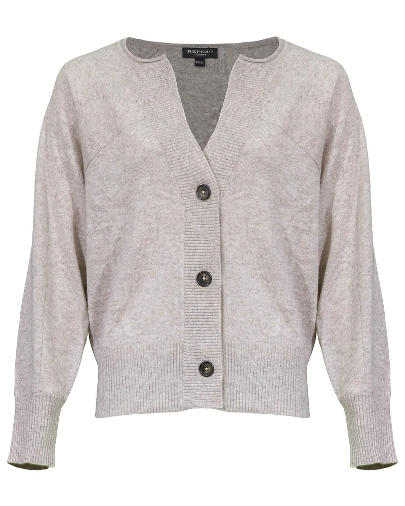Cashmere Split Neck Cardigan