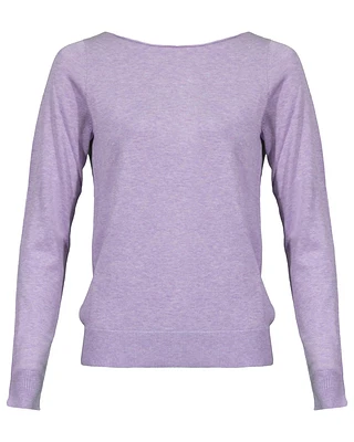 Cotton Blend Boatneck Pullover Lilac