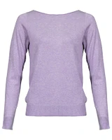 Cotton Blend Boatneck Pullover Lilac
