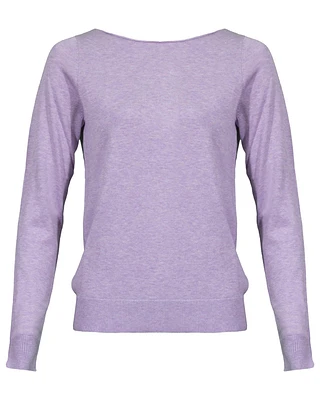 Cotton Blend Boatneck Pullover Lilac