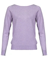 Cotton Blend Boatneck Pullover Lilac