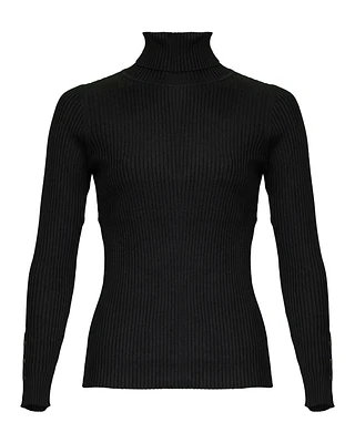 Cotton Blend Fitted Turtleneck