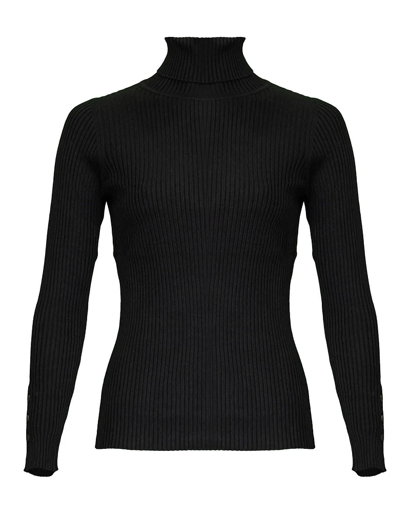 Cotton Blend Fitted Turtleneck