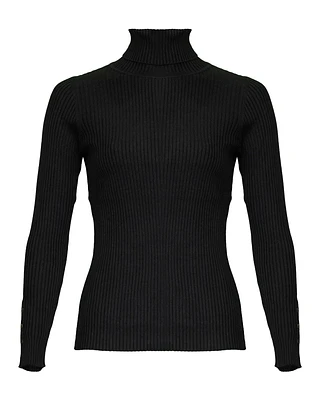 Cotton Blend Fitted Turtleneck