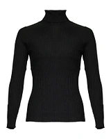 Cotton Blend Fitted Turtleneck