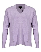 Cotton Blend V-Neck Pullover Lilac
