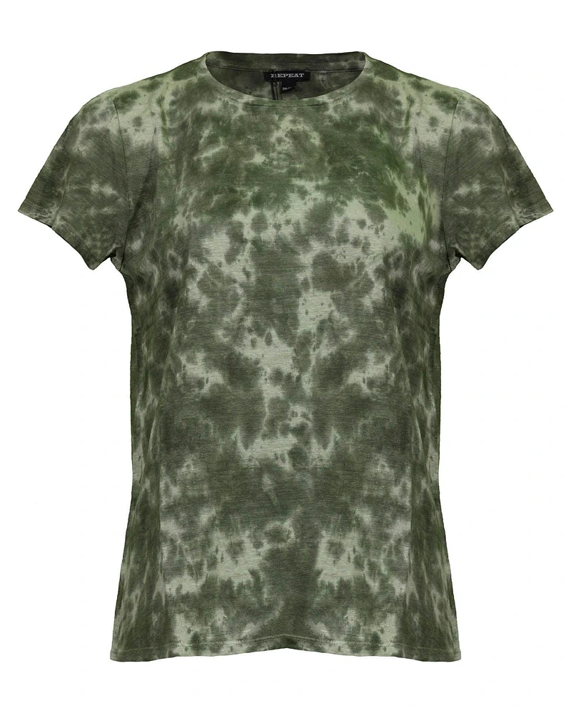 Mottled Print Linen T-Shirt