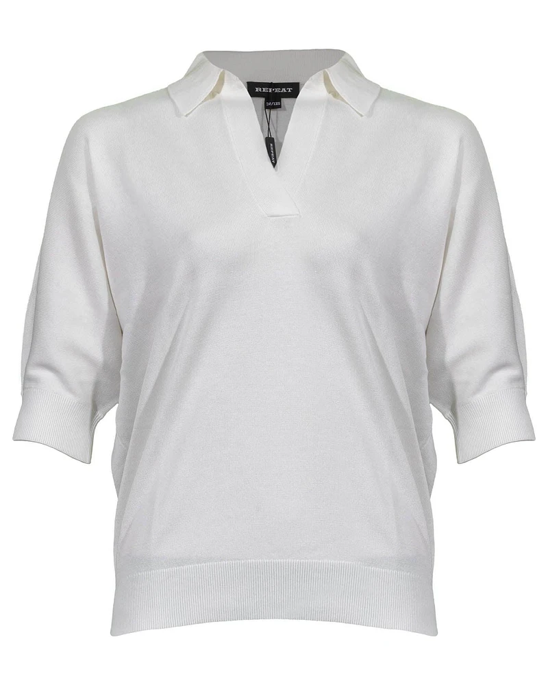 Polo Knit Top White