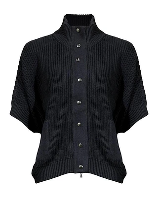 Poncho Cardigan With Press Buttons and Pockets
