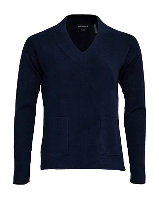 V Neck Non Wool Knit Navy