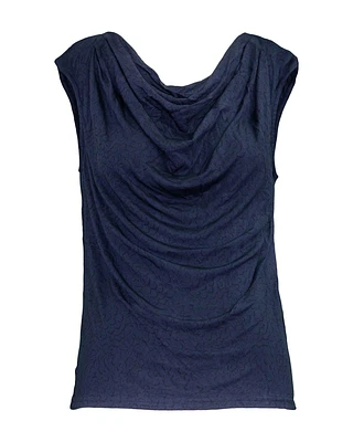 Cap Sleeve Cowl Neck Tee Blue Whirlwhind