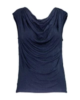 Cap Sleeve Cowl Neck Tee Blue Whirlwhind