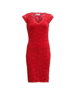 Lace Cap Sleeve Dress Strawberry