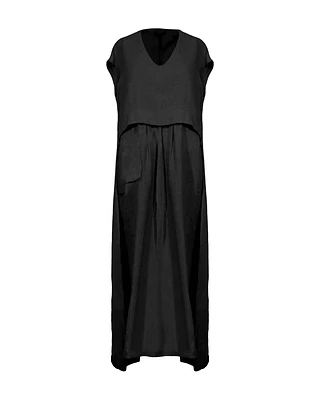 Linen V-Neck Maxi Dress