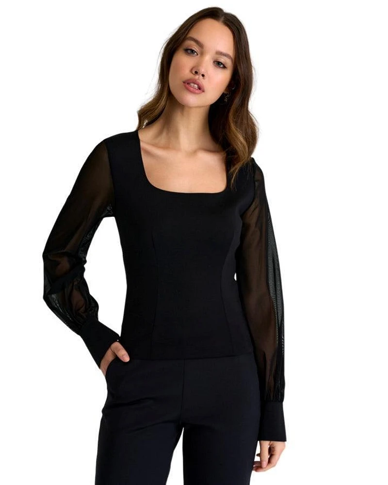 Sofia 3D Mesh Puff Sleeve Top