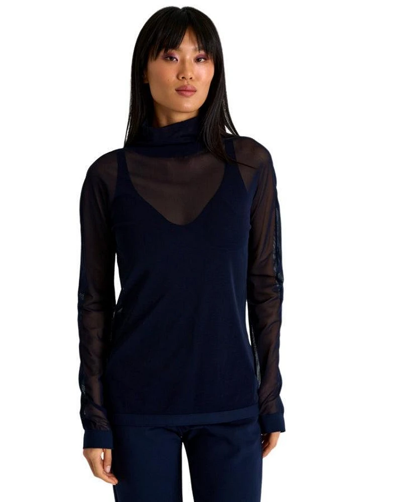Turtleneck Mesh Top