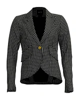 One Button Blazer Black Grid