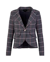 One Button Window Pane Stripe Blazer