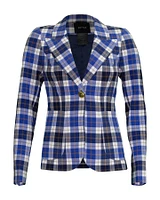 Patch Pocket Duchess Blazer Blue Plaid