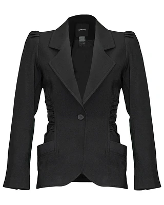 Ruched Blazer Black Twill