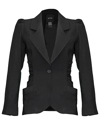 Ruched Blazer Black Twill