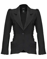 Ruched Blazer Black Twill
