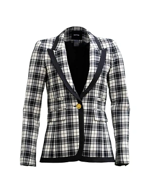 Taped Peaked Lapel Blazer Black and White