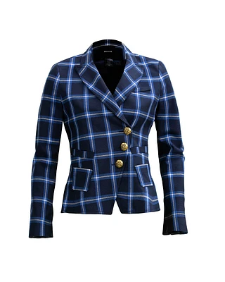 Wrap Blazer Navy Windowpane