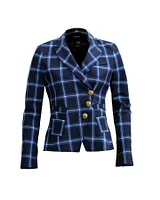 Wrap Blazer Navy Windowpane