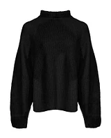 Cotton Wool Blend Funnel Neck Pullover