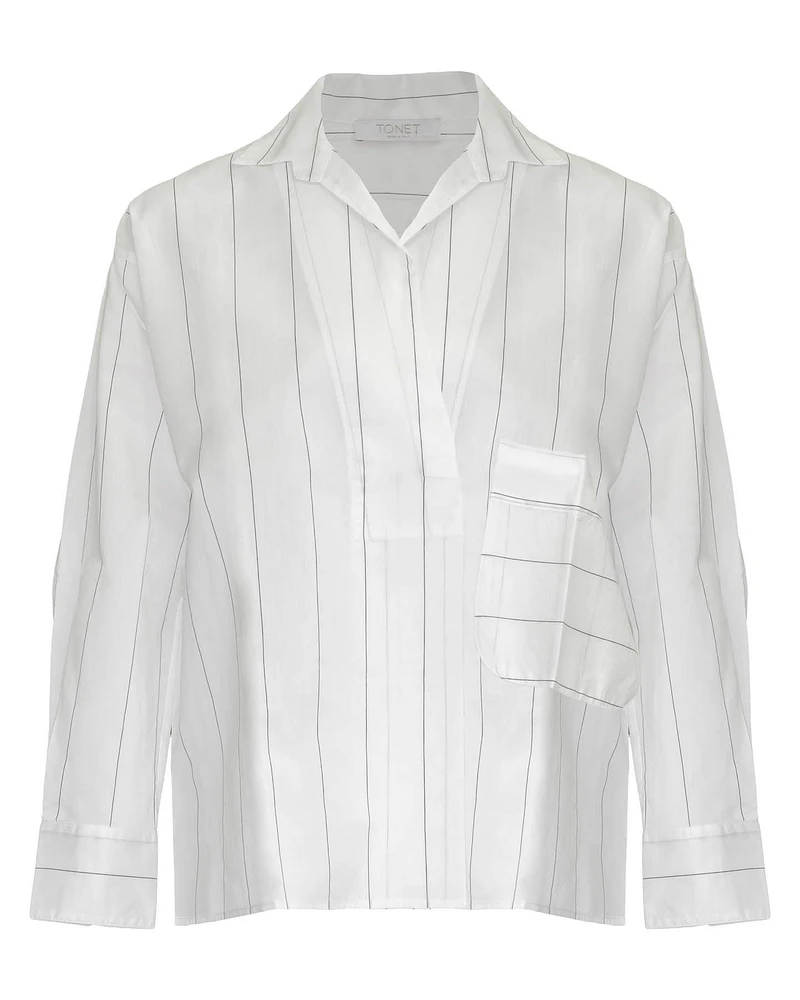 Oversized Pinstripe Pull On Shirt