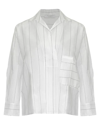 Oversized Pinstripe Pull On Shirt