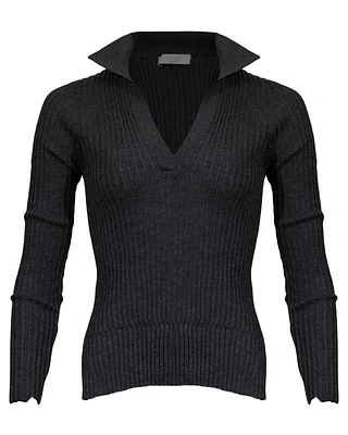 Tonet Rib Merino Polo Pullover