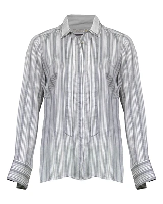 Tonet Stripe Neck Tie Shirt