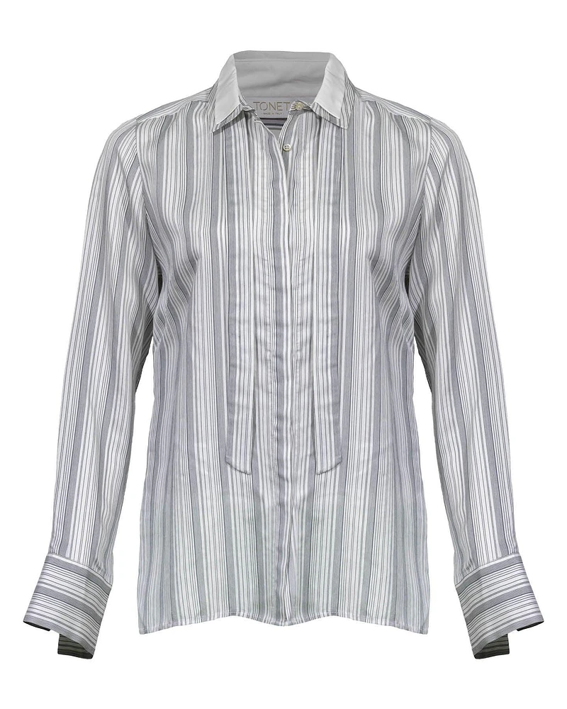 Tonet Stripe Neck Tie Shirt