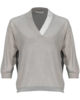 V-Neck Linen Knit Pullover