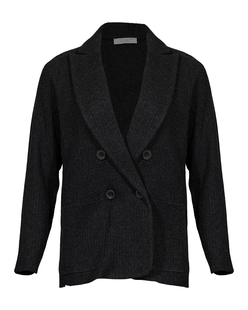 Waffle Knit Double Breasted Jacket