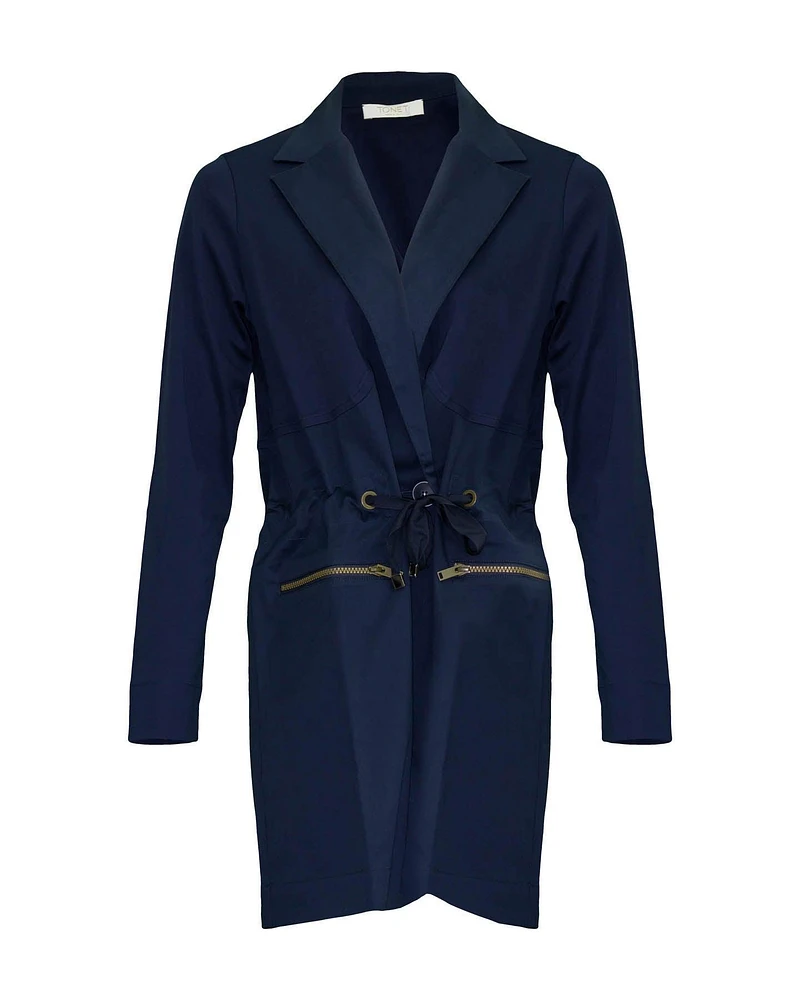 Zip Pocket Jacket with Drawstring Waist